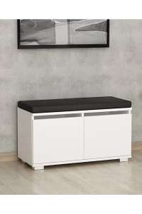 Drago Oturaklı Ayakkabılık ve Puf - Beyaz